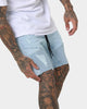 Saint Morta United Distressed Biker Shorts Light Blue
