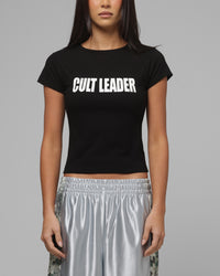 Loiter Women's Cult Leader Baby T-Shirt Black
