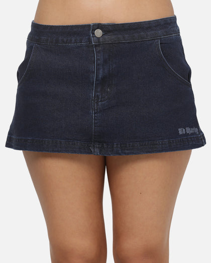 Ed Hardy Women's Waxed Denim Skirt Mid Blue