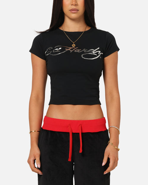 Ed Hardy Women's Chrome Baby T-Shirt Black