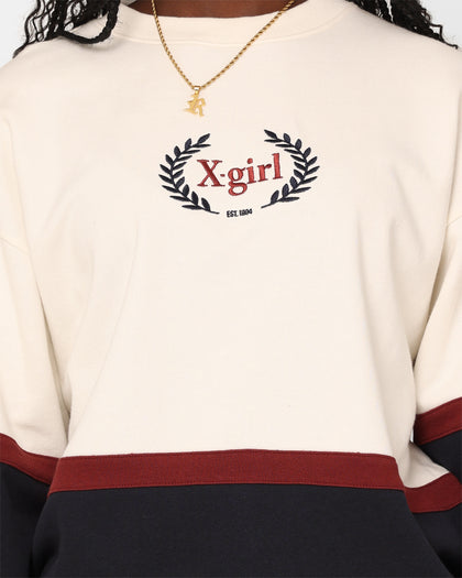 X-Girl Women's College Sweat Crewneck White