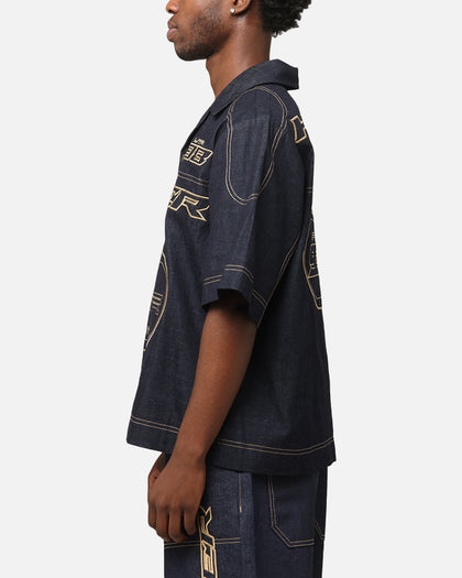 Loiter Motor Denim Button Up Shirt Indigo