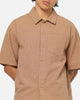 Carre Grid Button Up Shirt Brown-Plaid