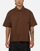 Carre Signature Rose Button Up Shirt Brown Pinstripe