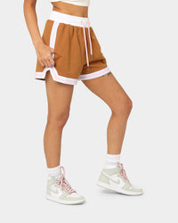EN ES Women's Zenni Terry Shorts Tan/Stripe