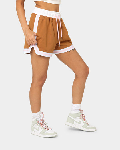 EN ES Women's Zenni Terry Shorts Tan/Stripe
