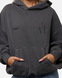 Saint Morta Destiny Rising Boxy Hoodie Washed Black