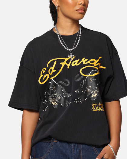 Ed Hardy Pypu Panther T-Shirt Black Acidwash