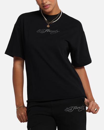 Ed Hardy Techno Rhinestone T-Shirt Black