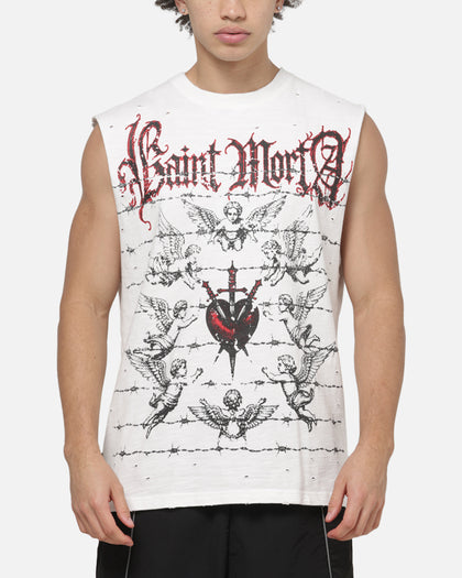 Saint Morta World Tour Oversized Muscle T-Shirt Off White
