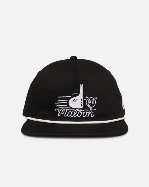 Malbon Cotton Twill Rope Snapback Hat Black/White