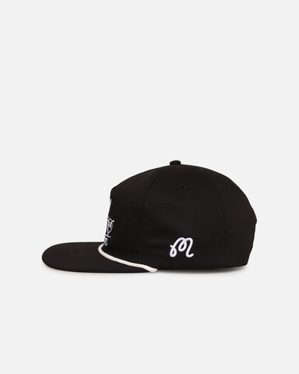 Malbon Cotton Twill Rope Snapback Hat Black/White