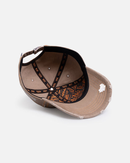 Von Dutch Contrast Distressed Zigzag Strapback Taupe/Orange
