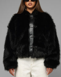 Loiter Eastern Bloc Fur Jacket Black