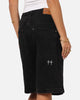 Saint Morta Amplus Gothic Denim Jort Shorts Black Shadow