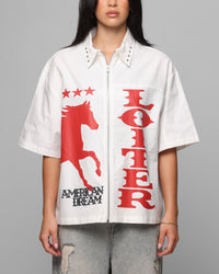 Loiter Rodeo Zip Up Shirt Off White