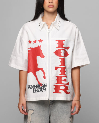 Loiter Rodeo Zip Up Shirt Off White