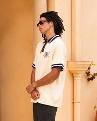 Playboy By Culture Kings Birdie Polo Shirt Off White/Navy