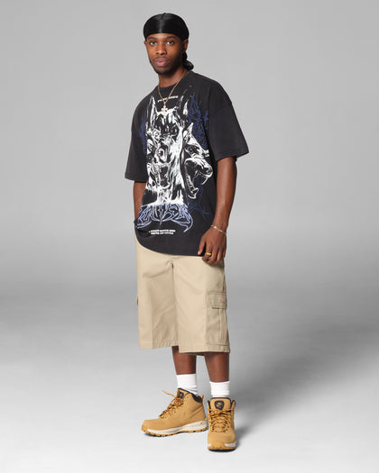 Loiter Dog Pound Vintage T-Shirt Black Acidwash