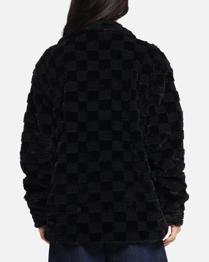 XXIII Checkerboard Fur Jacket Black