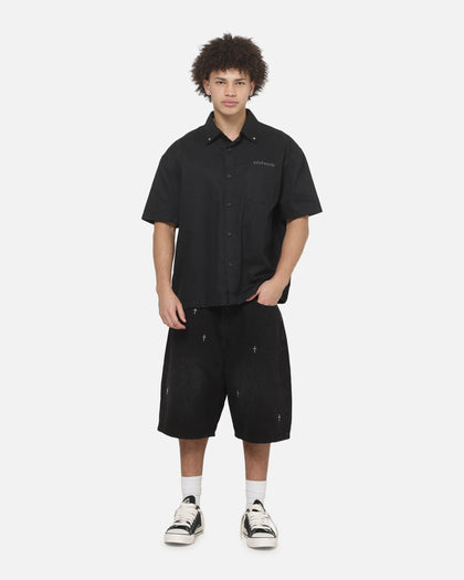 Saint Morta Marked Button Up Shirt Off Black