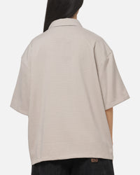 Carre Grid Short Sleeve Button Up Shirt Ecru Check