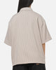 Carre Grid Short Sleeve Button Up Shirt Ecru Check