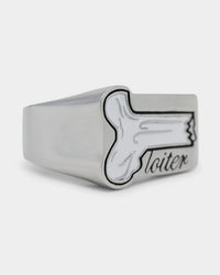 Loiter Breaking Bones Ring Silver/Black