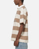 Vouseti Post Game Polo Shirt Latte White Stripe