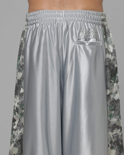 Loiter Impact Satin Shorts Grey Distressed Camo