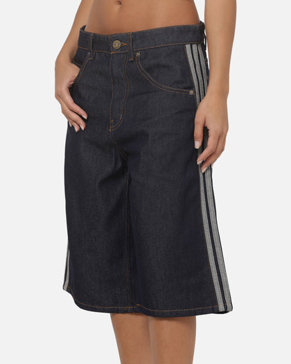 Adidas  Adicolor Jorts Mid-Rise Straight Leg Firebird Shorts Indigo Denim
