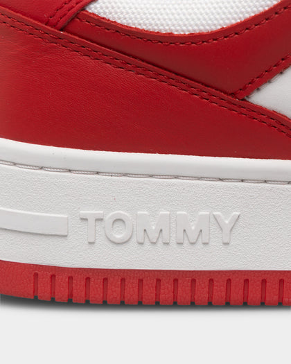 Tommy Jeans Basketball Leather Trainers Deep Crimson