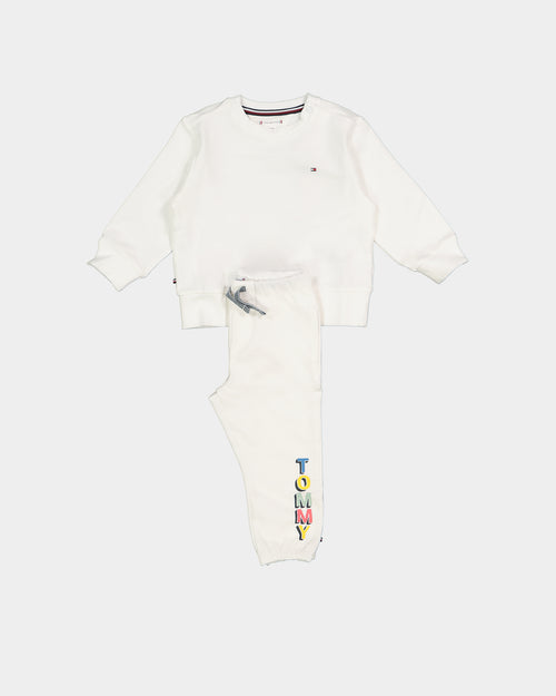 Tommy Hilfiger Kids' Baby Fun Logo Crewneck Set White