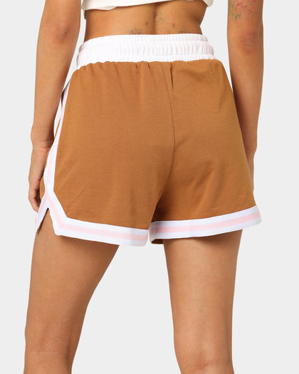 EN ES Women's Zenni Terry Shorts Tan/Stripe