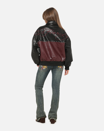 Ed Hardy Voltage Bomber Jacket Black/Burgundy