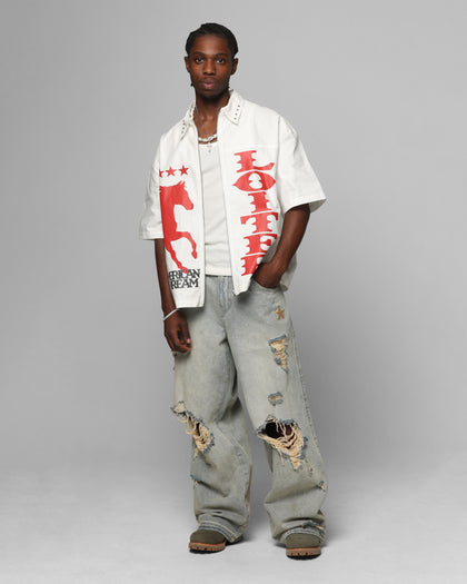 Loiter Rodeo Zip Up Shirt Off White