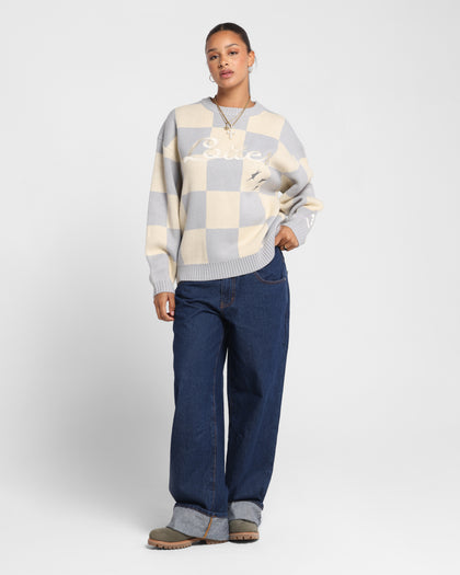 Loiter Checker Knit Sweater Grey/Off White