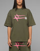 Loiter Hybrid Premium T-Shirt Olive/Pink