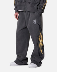 MNML Gold Foil Tribal Sweatpants Washed Black