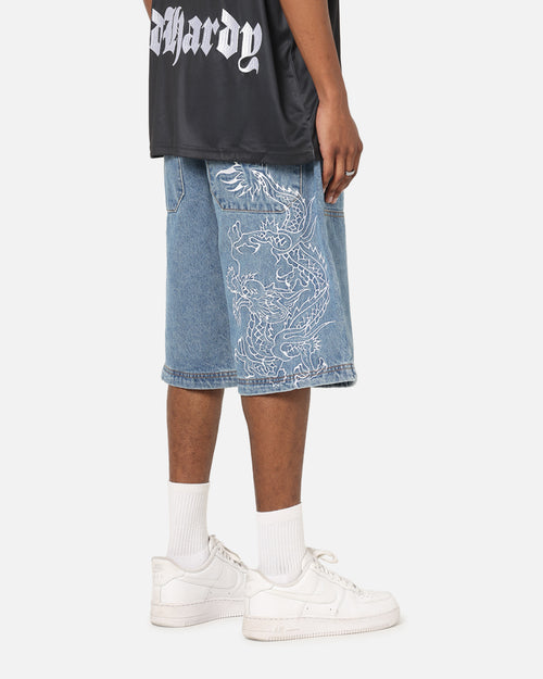 Ed Hardy Dragon Jorts Mid Blue Denim