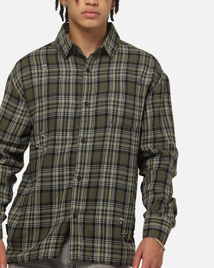 Saint Morta Credo Plaid Long Sleeve Button Up Shirt Green-plaid