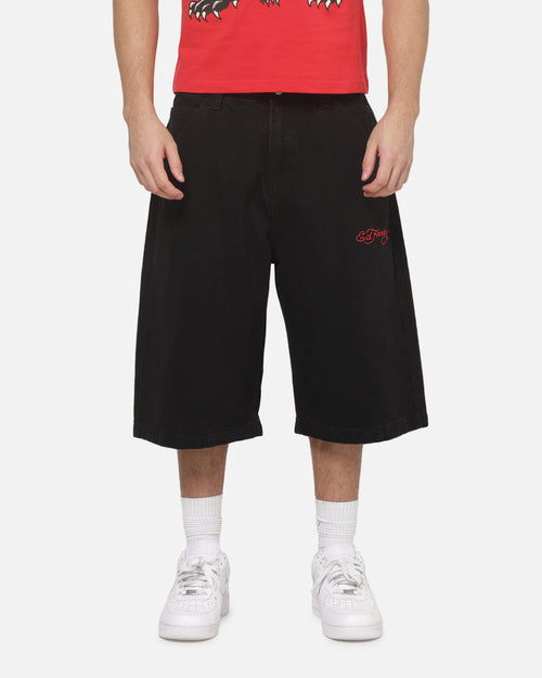 Ed Hardy Dragon Dagger Jorts Washed Black
