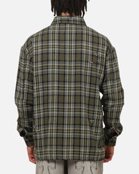 Saint Morta Credo Plaid Long Sleeve Button Up Shirt Green-plaid
