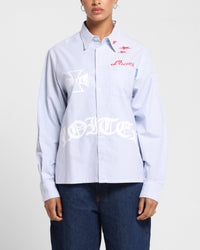 Loiter Chopper Long Sleeve Shirt Blue/White