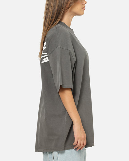 Carre Tag Mock Neck T-Shirt Black Acidwash