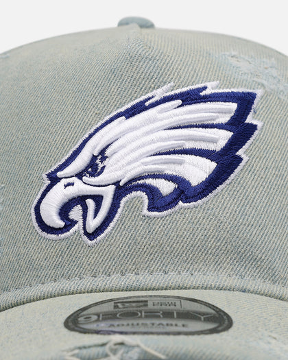 New Era Philadelphia Eagles 'Distressed Denim' 9FORTY A-Frame Snapback Light Wash Denim