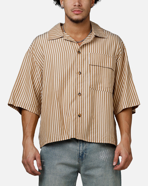 MNML Strip One Pocket Pajama Shirt Brown/Cream