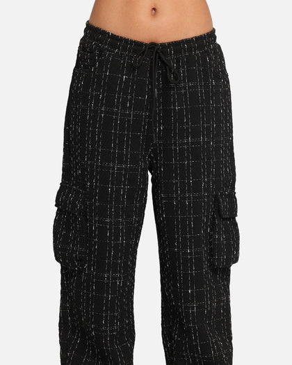 XXIII Boucle Tweed Cargo Pants Black