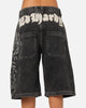 Ed Hardy Women's Distressed Logo Jorts Black