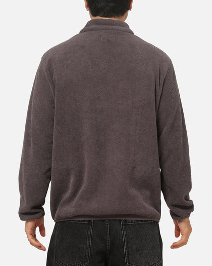 X-Large Stripe Polar Fleece Quarter Zip Fleece Mocha